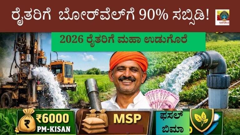 ರೈತ ಬೋರ್‌ವೆಲ್ ಅಳವಡಿಸುತ್ತಿರುವ ದೃಶ್ಯ — ಸರ್ಕಾರ 90% ಸಬ್ಸಿಡಿ 2026